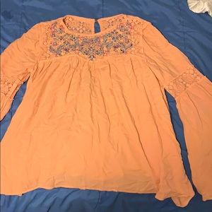 Flared long sleeve top